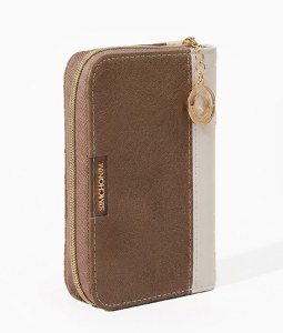 Picture of Tehillim Eis Ratzon Faux Leather Hebrew Zippered 2 Tone Design Gold Charm Maple